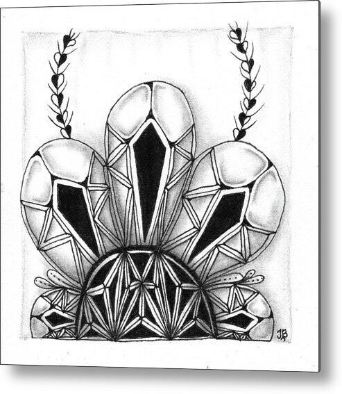 Zentangle Metal Print featuring the drawing Phrozen - Quarantangle #3 by Jan Steinle