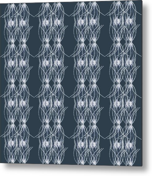 Geometric Metal Print featuring the digital art Pine Geometric Navy and White by Sand And Chi