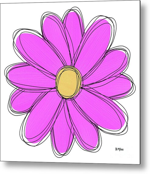 Mod Flower Metal Print featuring the mixed media Pink and Yellow Flower by Donna Mibus