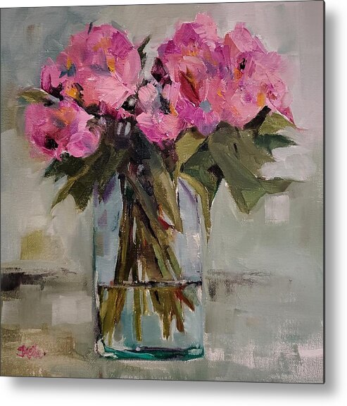 Flowers Metal Print featuring the painting Pink Azaleas by Sheila Romard