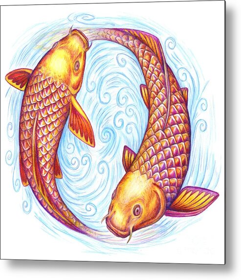 Pisces Metal Print featuring the drawing Pisces by Rebecca Wang