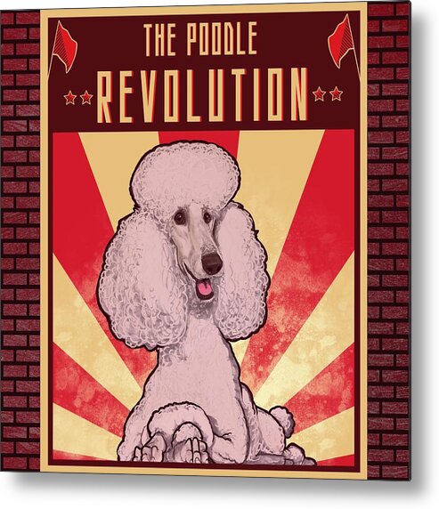 Poodle Metal Print featuring the drawing Poodle REVOLUTION by John LaFree