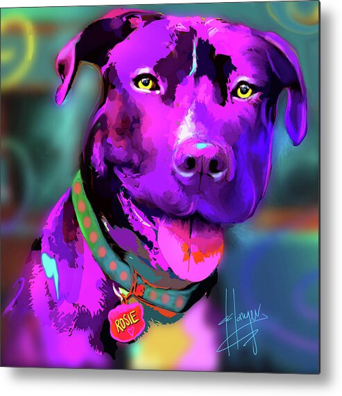 Popdog Metal Print featuring the painting pOpDog Rosie by DC Langer
