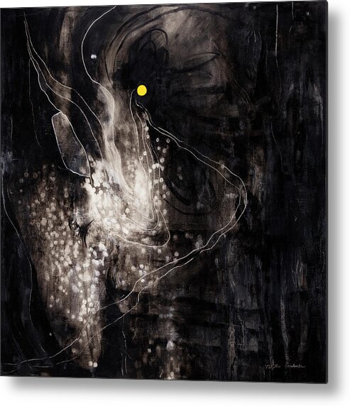 Nikita Coulombe Metal Print featuring the painting Portal II - Yellow Dot by Nikita Coulombe