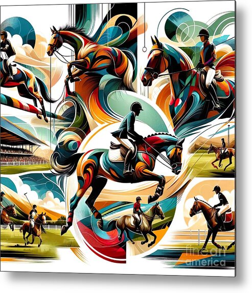 World Of Collages Metal Print featuring the digital art Poster collage of equestrian sports -3 by Movie World Posters