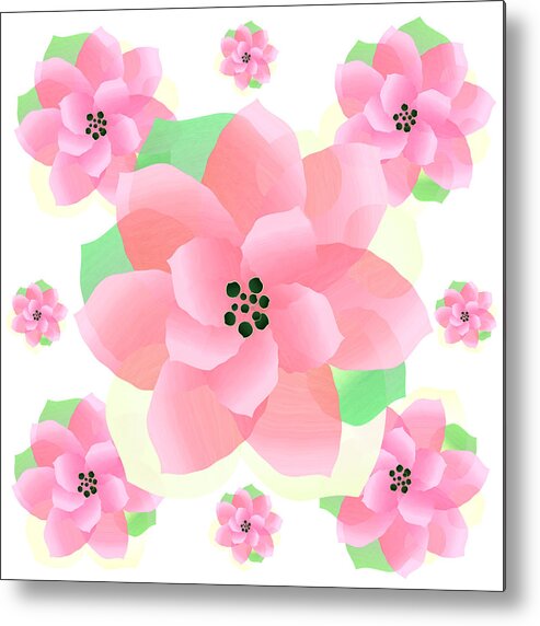 Pretty Metal Print featuring the digital art Pretty Pink Floral by Delynn Addams