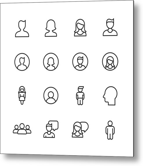 Internet Metal Print featuring the drawing Profile and User Line Icons. Editable Stroke. Pixel Perfect. For Mobile and Web. Contains such icons as Profile, User, Social Media, Member, Communication, Avatar, Customer Support, Human. by Rambo182