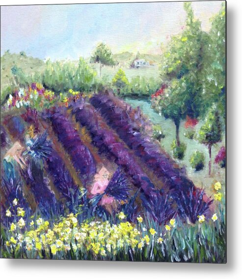 Provence Metal Print featuring the painting Provence Lavender Farm by Roxy Rich