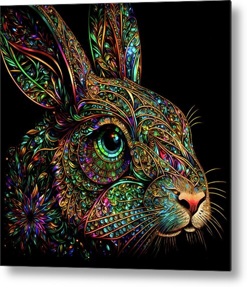 Rabbits Metal Print featuring the digital art Psychedelic Rabbit Art by Peggy Collins