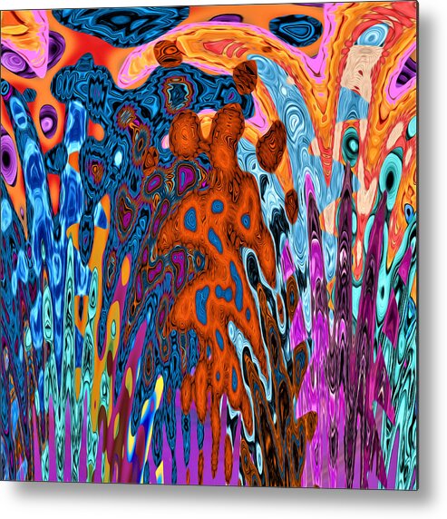 Abstract Metal Print featuring the digital art Psychedelic - Volcano Eruption by Ronald Mills