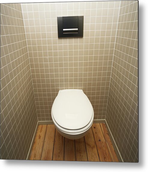 Empty Metal Print featuring the photograph Public toilet, elevated view by David De Lossy