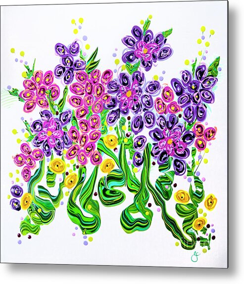 Abstract Flowers Painting Metal Print featuring the painting Purple Passion by Jane Crabtree