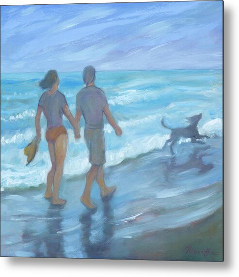 Beach Metal Print featuring the painting Pursuing Happiness by Laura Lee Cundiff