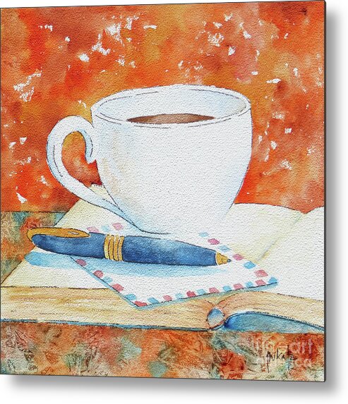 Coffee Signs Metal Print featuring the painting Putting It On Paper by Pat Katz