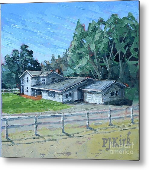 Ben Lomond Metal Print featuring the painting Quail Hollow Ranch House by PJ Kirk