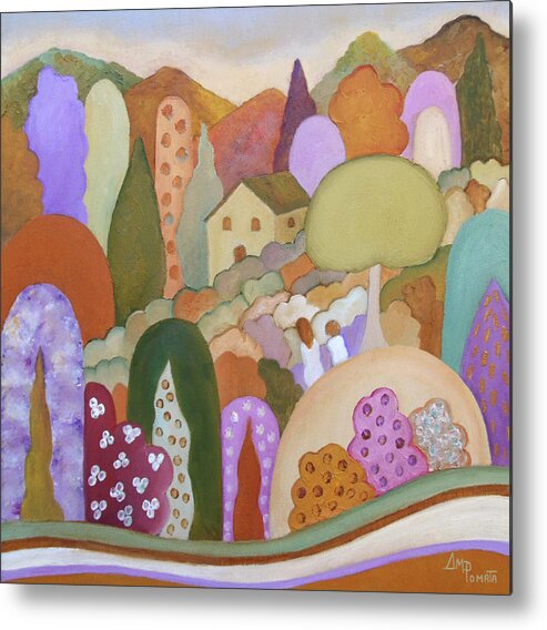 Cypress Metal Print featuring the painting Quality Time by Angeles M Pomata