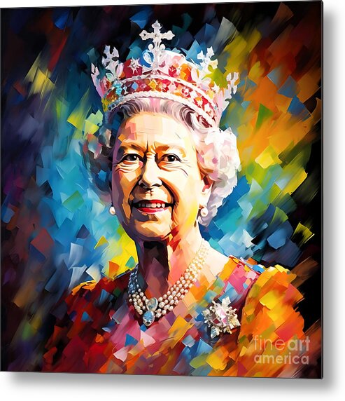  Queen Elizabeth Ii Metal Print featuring the painting Queen Elizabeth II Painting by Mark Ashkenazi