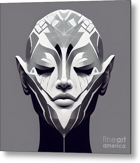 Art Deco Metal Print featuring the digital art Quiet Contemplation - Portrait 3 by Philip Preston