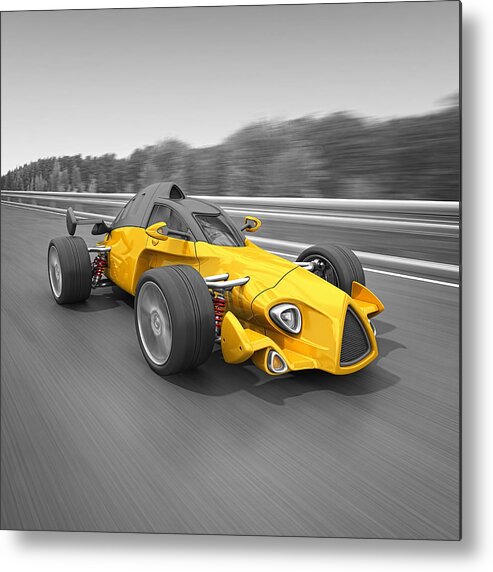 Sports Track Metal Print featuring the photograph Racecar On The Road by Pagadesign