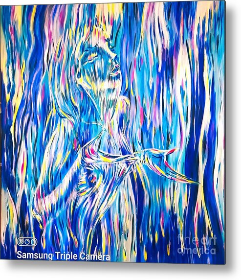 Girl Metal Print featuring the painting Rain dance by Tatyana Shvartsakh