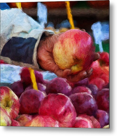 Red Apples Metal Print featuring the mixed media Red apples at Byward Market, Ottawa by Tatiana Travelways