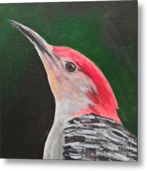 Red-bellied Woodpecker Metal Print featuring the painting Red-bellied Woodpecker by Lisa Dionne