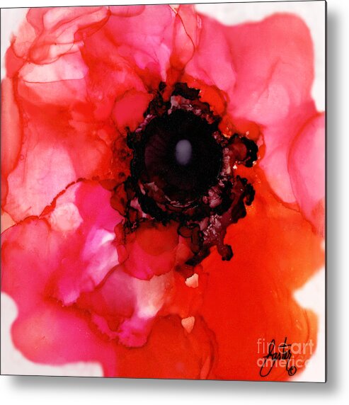  Metal Print featuring the painting Red Hot Poppy by Daniela Easter