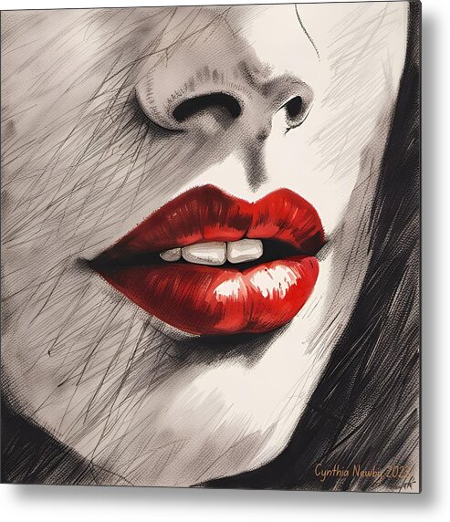 Newby Metal Print featuring the digital art Red Lips by Cindy's Creative Corner