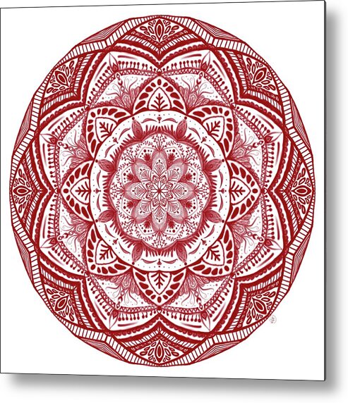 Mandala Metal Print featuring the digital art Red Mandala by Angie Tirado