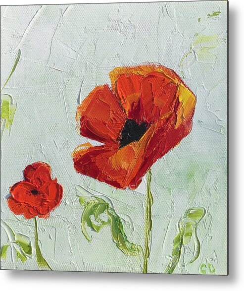 Flower Metal Print featuring the painting Red Poppy #2 by Celeste Drewien