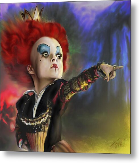 Red Metal Print featuring the mixed media Red Queen Alice in Wonderland by Mark Tonelli