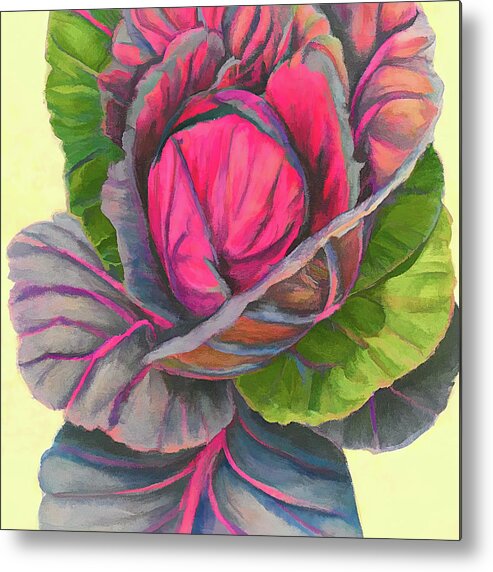 Cabbage Metal Print featuring the digital art Red Red Cabbage by Cathy Anderson