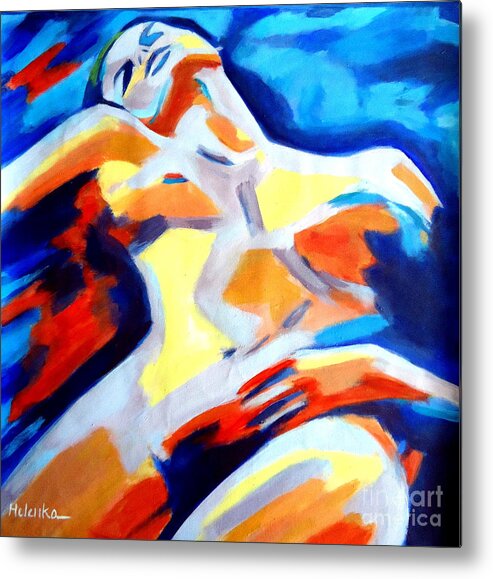 Nude Figures Metal Print featuring the painting Restful nude by Helena Wierzbicki