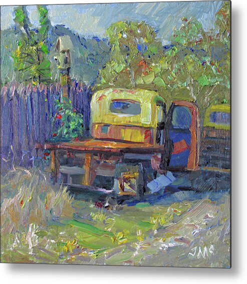 Antique Truck Metal Print featuring the painting Retired by John McCormick