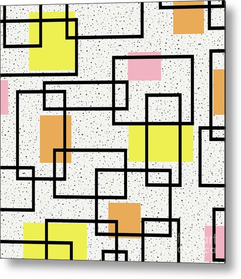 Mid Century Modern Metal Print featuring the digital art Retro Rectangles Fabric 2 by Donna Mibus