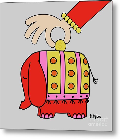 Retro Metal Print featuring the digital art Retro Red Piggy Bank by Donna Mibus