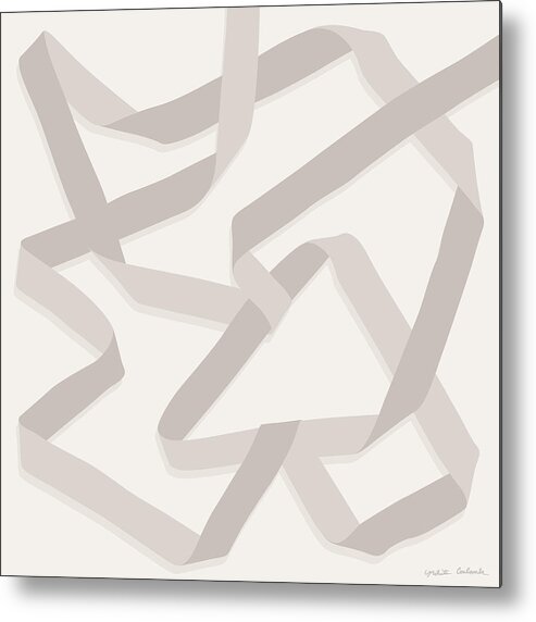 Nikita Coulombe Metal Print featuring the painting Ribbon 13 in greige by Nikita Coulombe