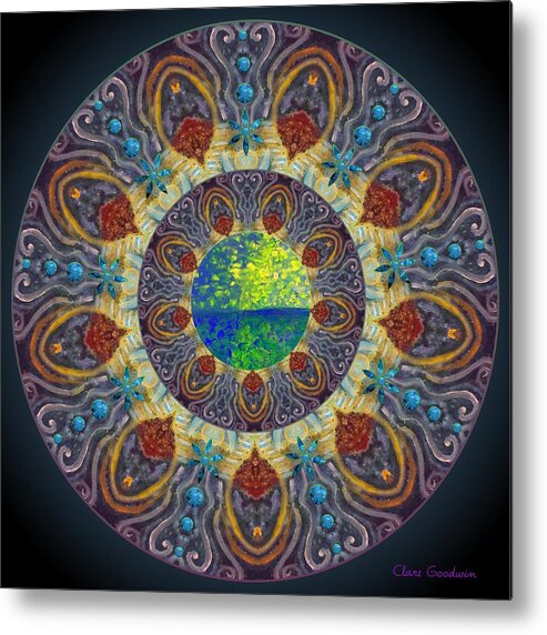 Mandala Metal Print featuring the mixed media Rise Up by Clare Goodwin