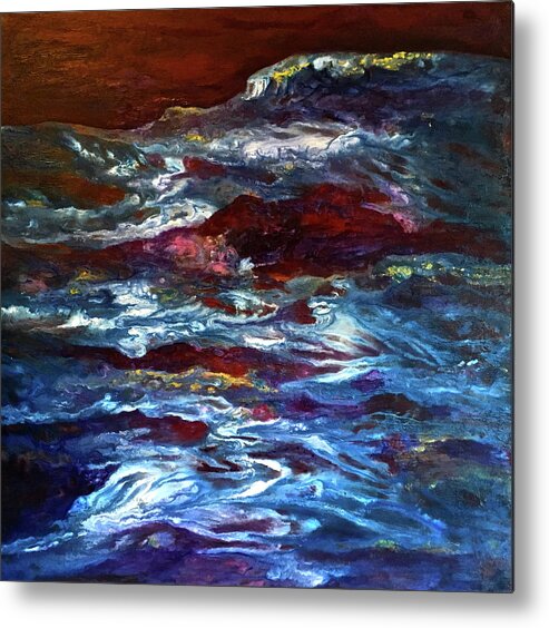 Sea Metal Print featuring the painting Rocky Waters by Janice Nabors Raiteri