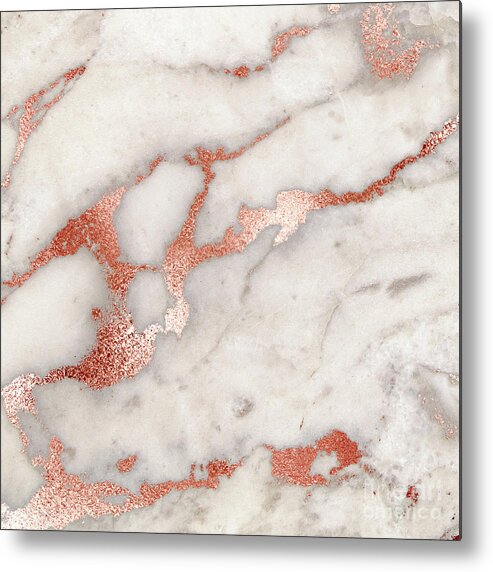 Marble Metal Print featuring the painting Rose Gold Marble Blush Pink Copper Metallic Foil by Modern Art