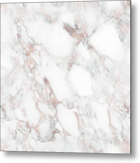 Marble Metal Print featuring the painting Rose Gold Marble Blush Pink Metallic Foil by Modern Art