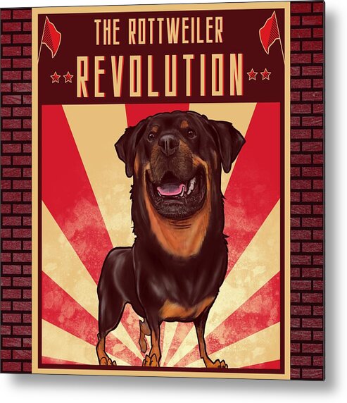 Rottweiler Metal Print featuring the drawing Rottweiler REVOLUTION by John LaFree