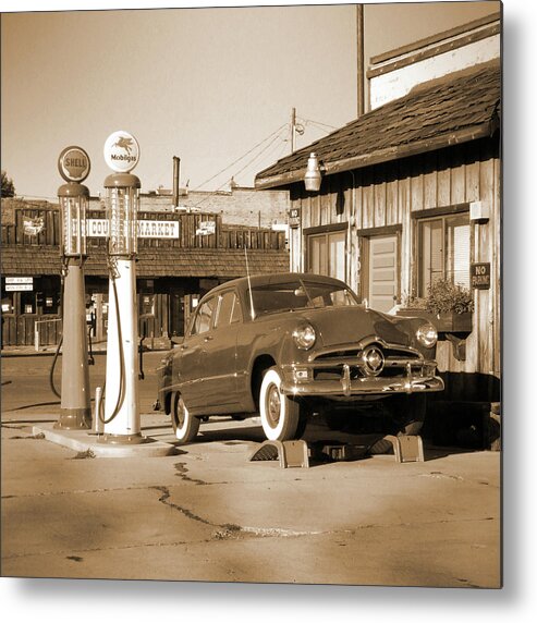 Route 66 Metal Print featuring the photograph Route 66 - Old Service Station by Mike McGlothlen