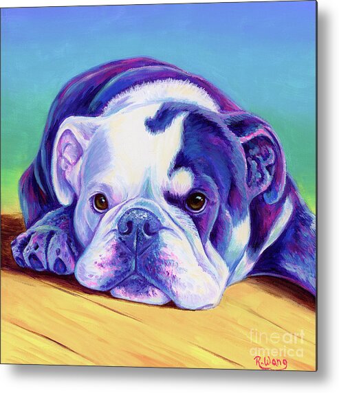 Bulldog Metal Print featuring the painting Ruby the Bulldog by Rebecca Wang