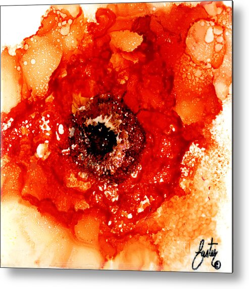 Ruffled Orange Rose Metal Print featuring the painting Ruffled Orange Rose by Daniela Easter