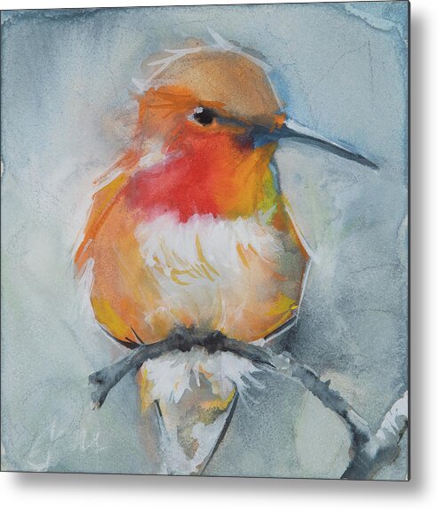 Rufus Hummingbird Metal Print featuring the painting Rufous Hummingbird by Jani Freimann
