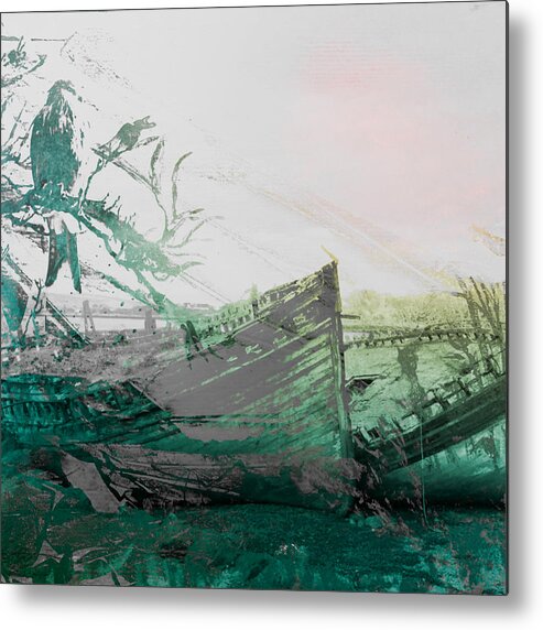 Boats Metal Print featuring the mixed media Rusty Boats by Ann Leech