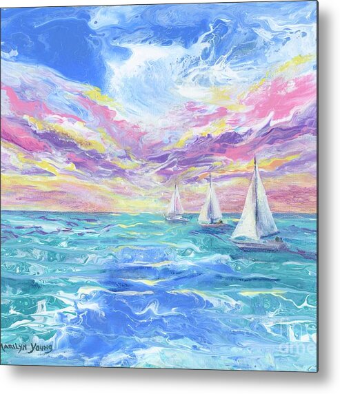 Ocean Metal Print featuring the painting Sail Away by Marilyn Young