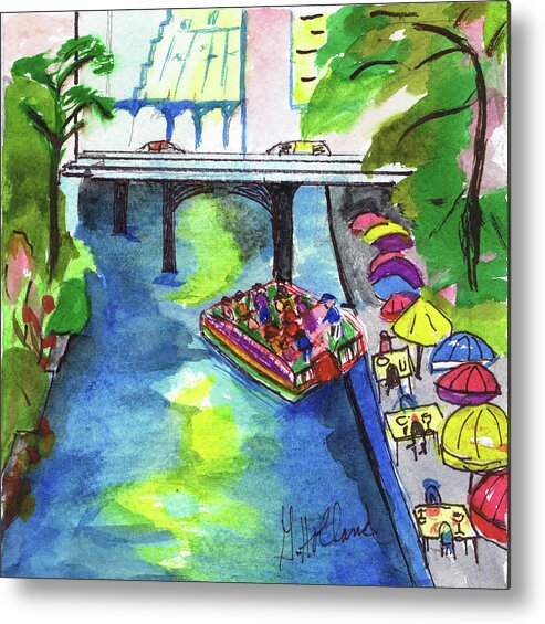 Boat Metal Print featuring the painting San Antonio Riverwalk by Genevieve Holland