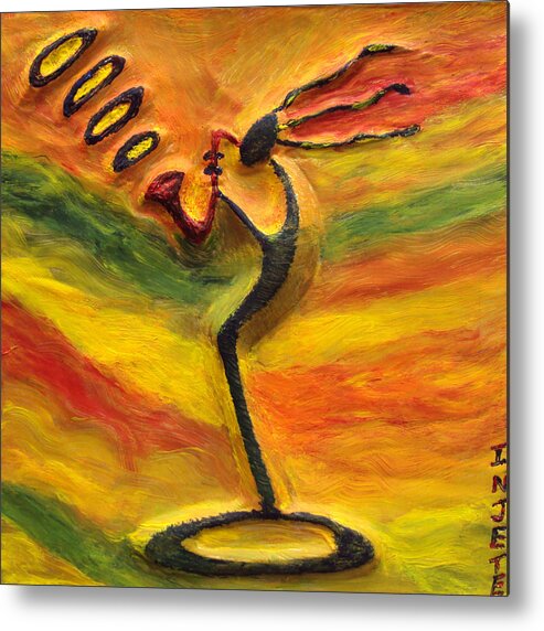 Metal Art Metal Print featuring the mixed media Sax Player by Injete Chesoni